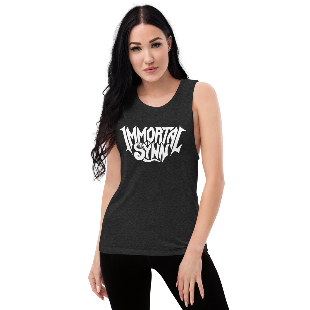 Ladies’ Muscle Tank w/ White Logo